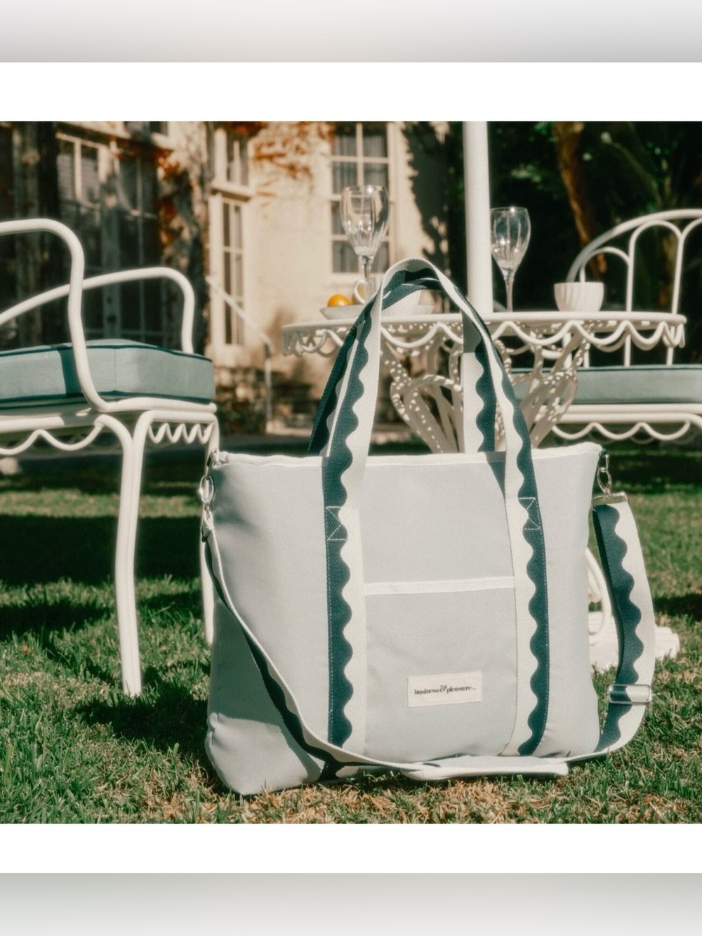 Seafoam Green Canvas Cooler Tote with Dark Teal Trim by blushhouse pleasures - Picture 5 of 6